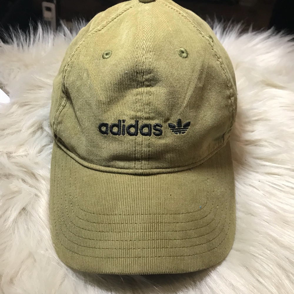 Adidas woman fit olive green corduroy cap